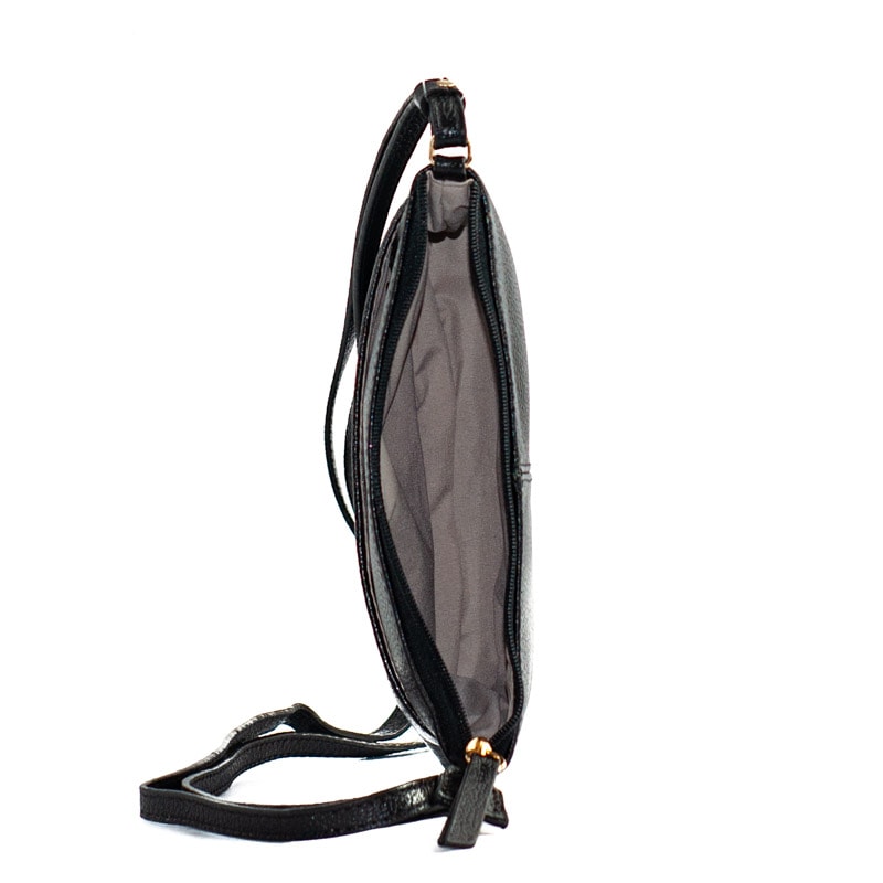 Bolsa Tiracolo de Couro Feminina La Fenice Preto 0100970