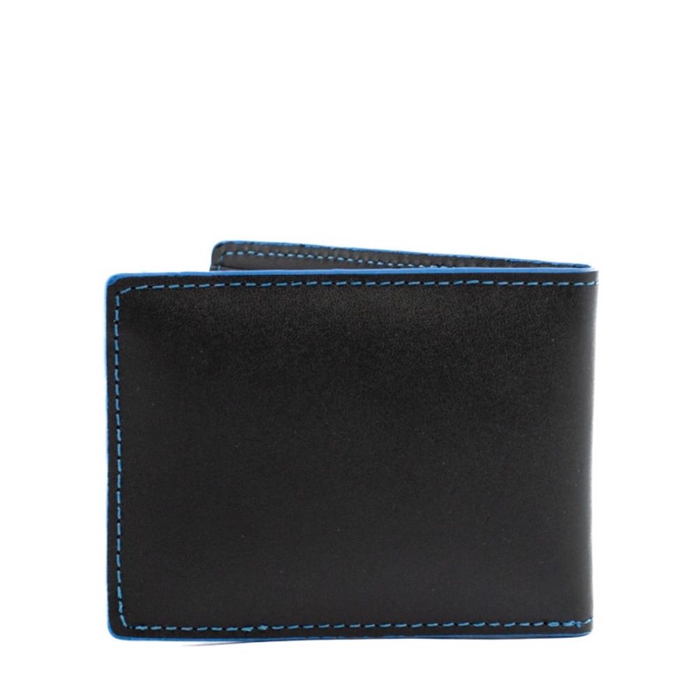 Carteira de Couro Masculina La Fenice Preto/Azul 105023
