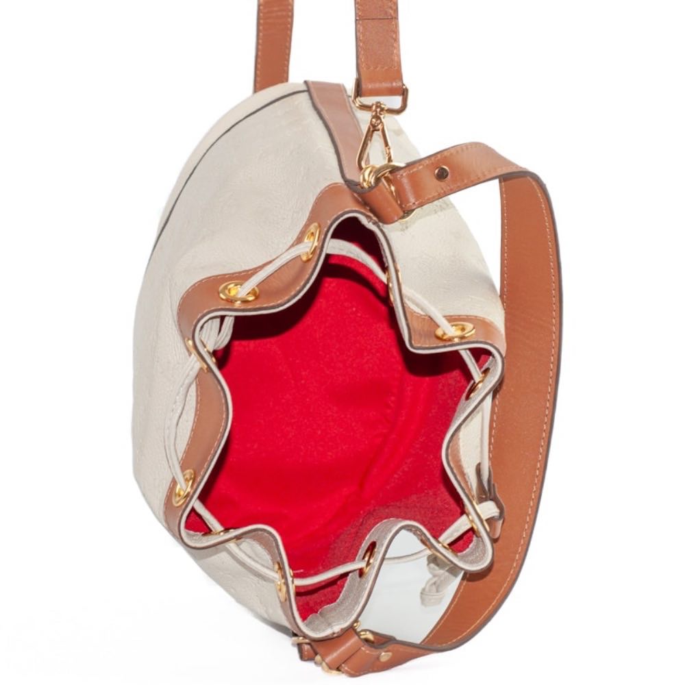 Bolsa Bucket Média Couro Monograma La Fenice Off White/Canyon 105045