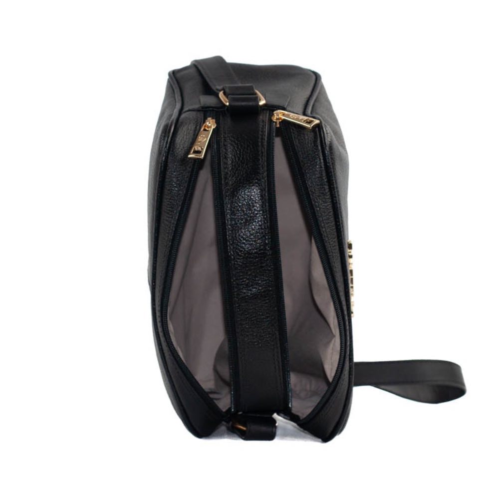 Bolsa Tiracolo Média de Couro Floter La Fenice Preto 105052