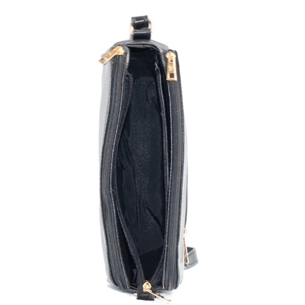 Bolsa Tiracolo Média de Couro Soft La Fenice Preto 105059