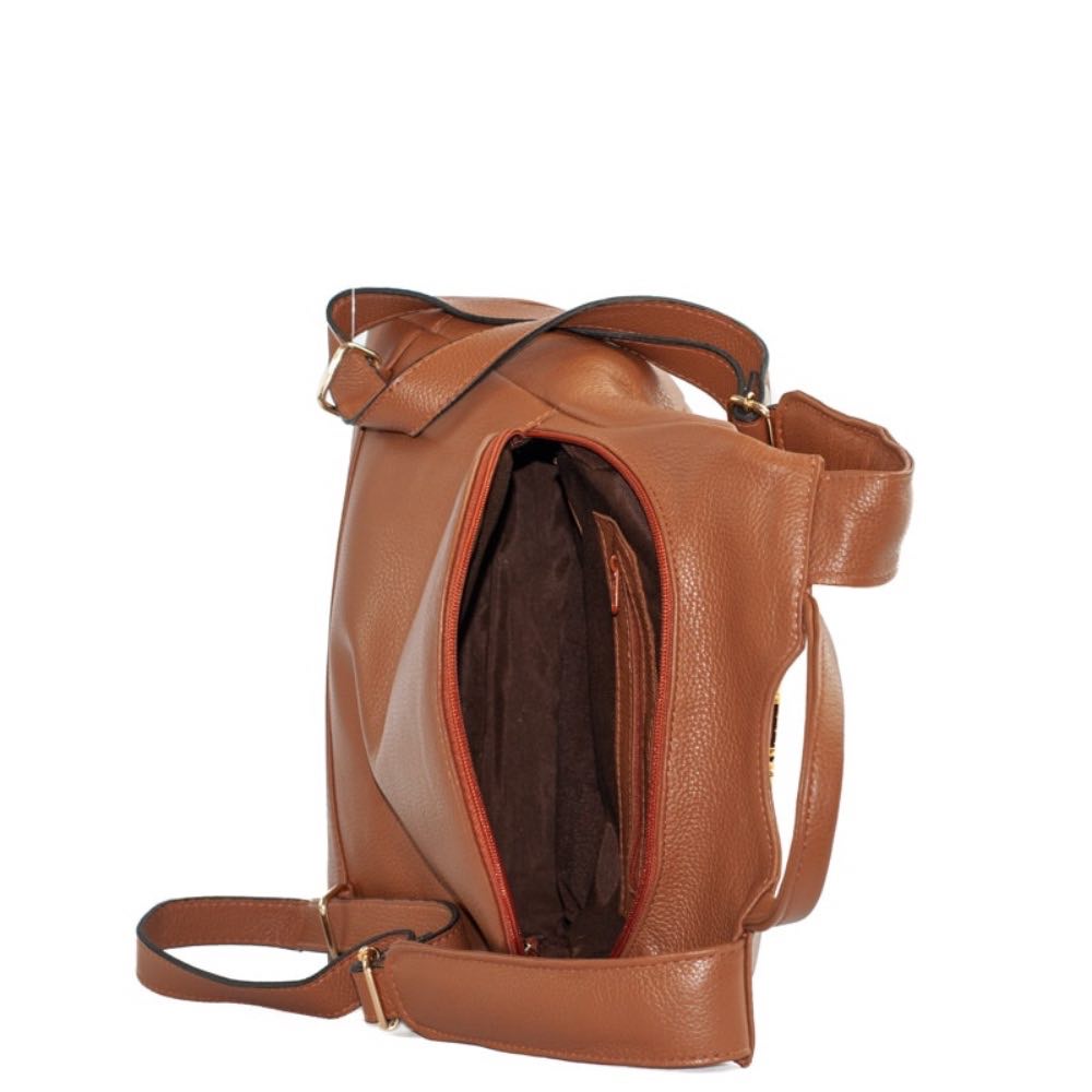 Mochila de Couro Antifurto La Fenice Floter Caramelo 103581