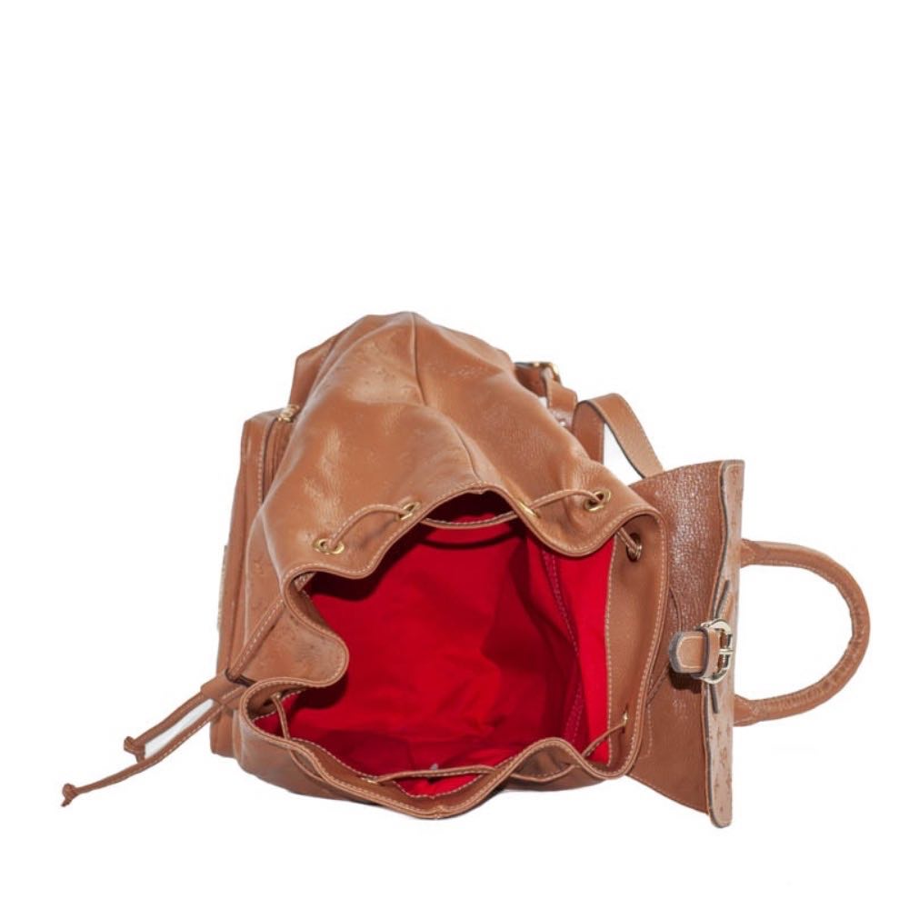 Mochila de Couro Floter La Fenice Monograma Camel 105146