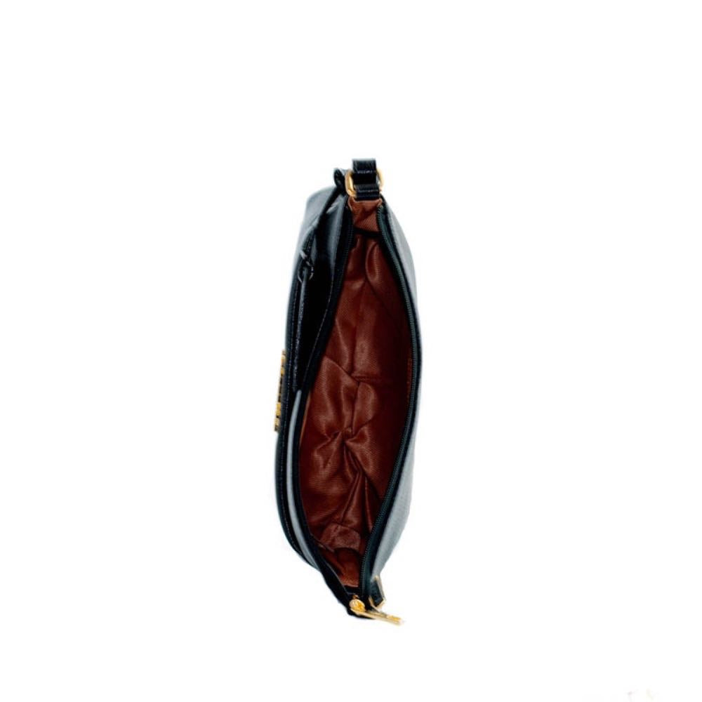 Bolsa Tiracolo Média de Couro Floter La Fenice Preto 105308