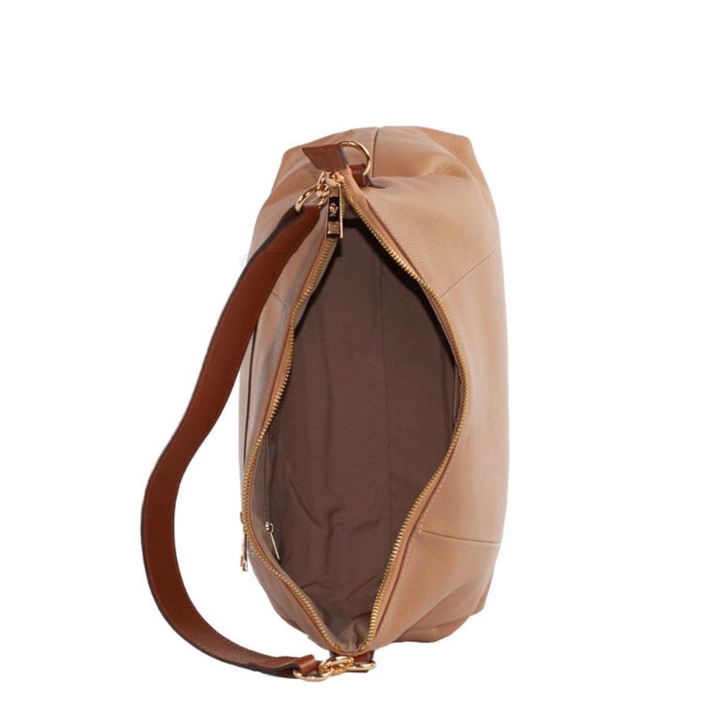Bolsa Hobo Grande de Couro Soft La Fenice Caramelo 105330