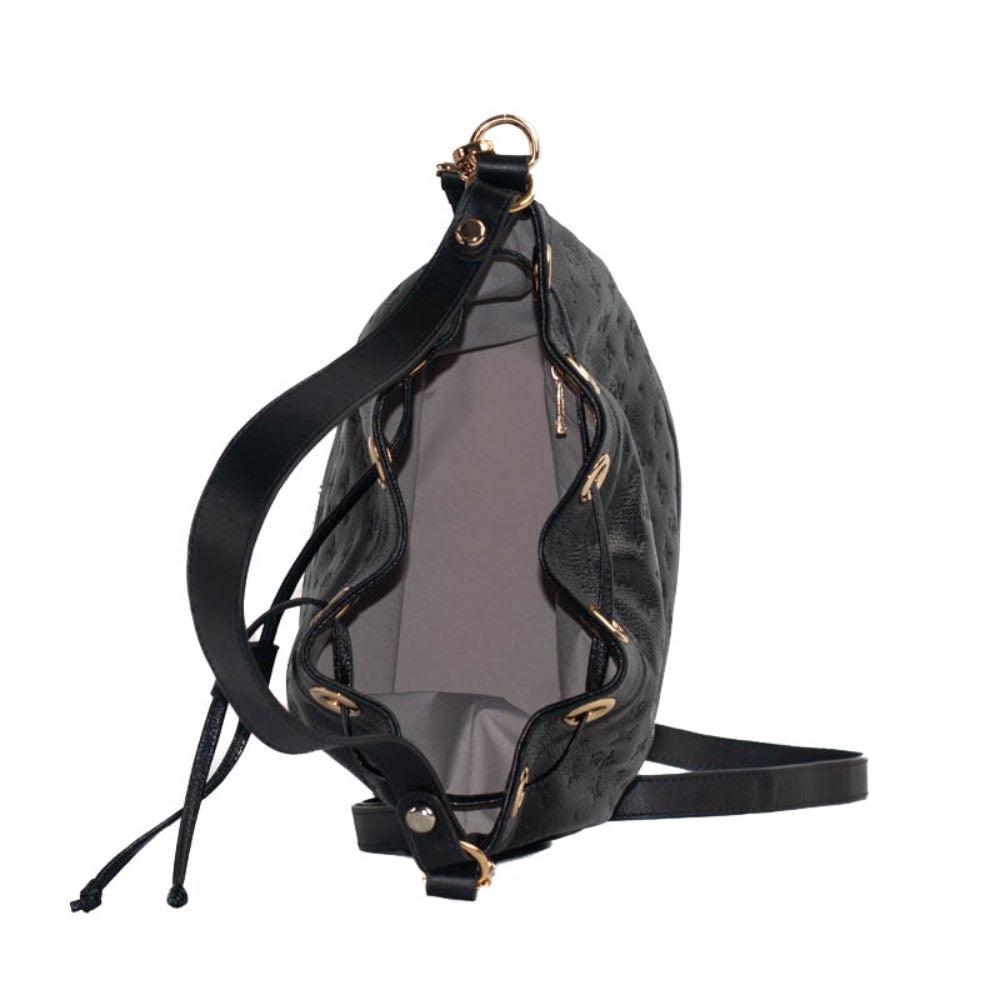 Bolsa Bucket Média Couro Monograma La Fenice Preto 105045