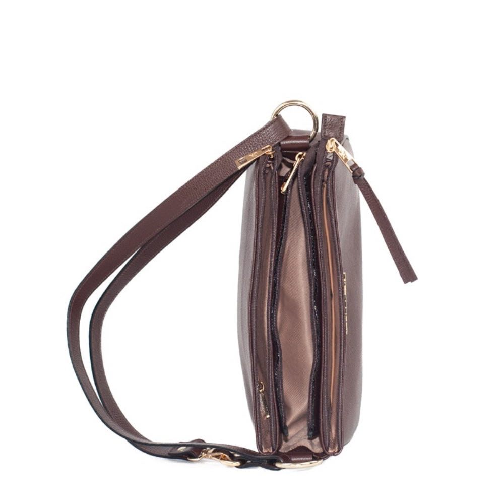Bolsa Tiracolo Média de Couro Floter La Fenice Marrom 105562