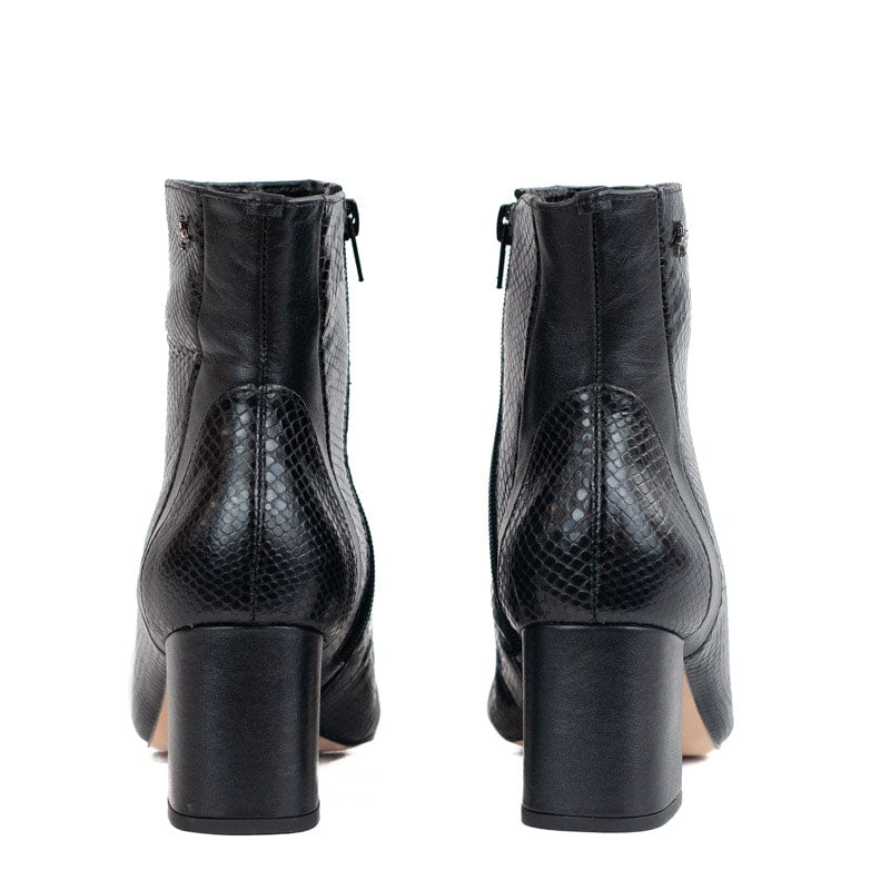 Bota Curta de Couro Snake La Fenice Preto 105730