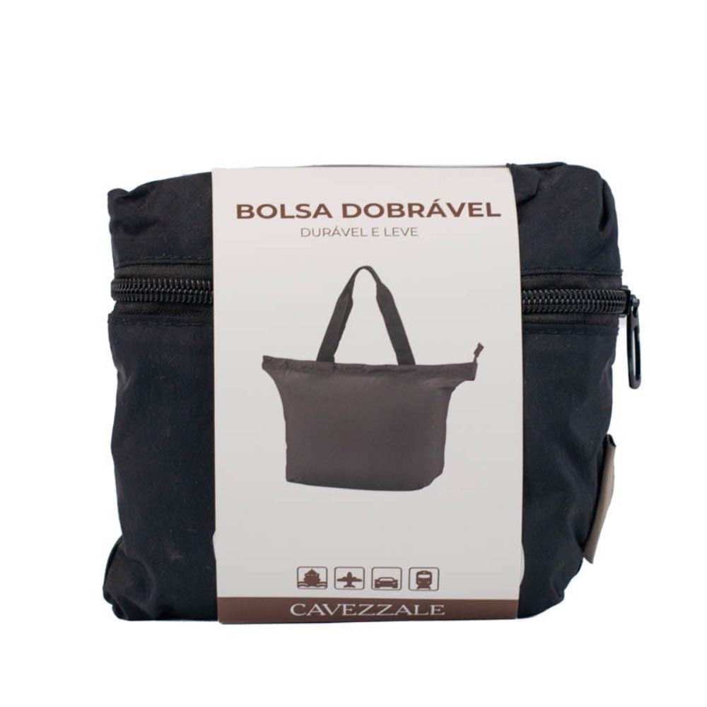 Shopping Bag Média Dobrável Poliéster La Fenice Preto 105701