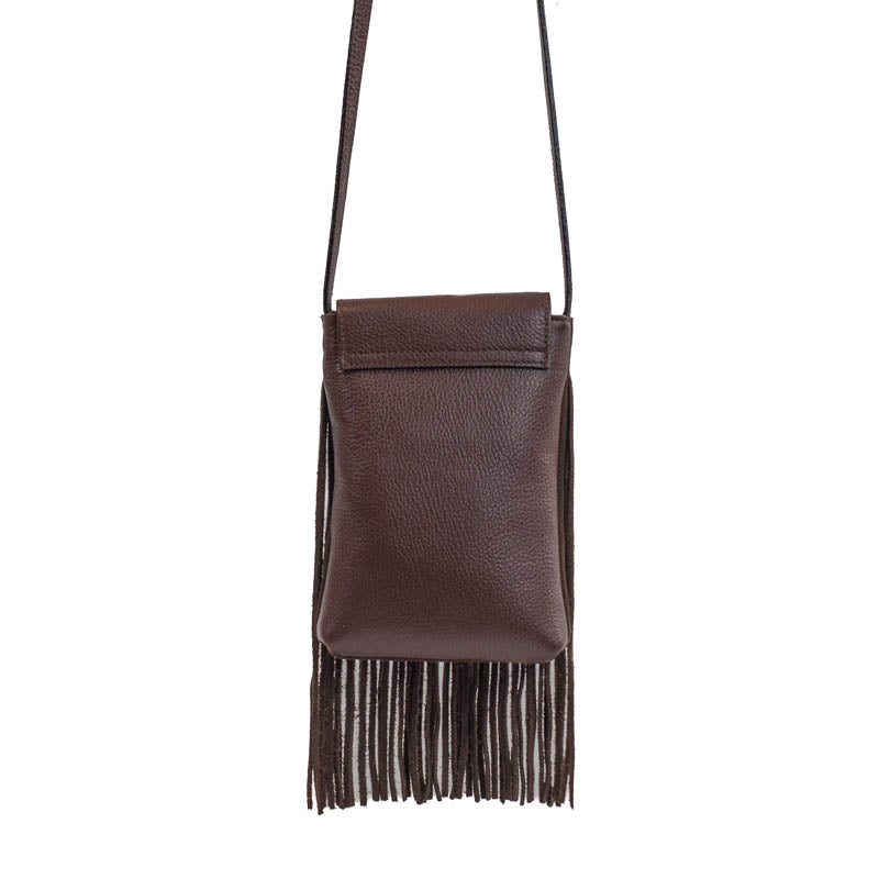 Bolsa Tiracolo Pequena de Couro Floater Camurça Marrom La Fenice 105779