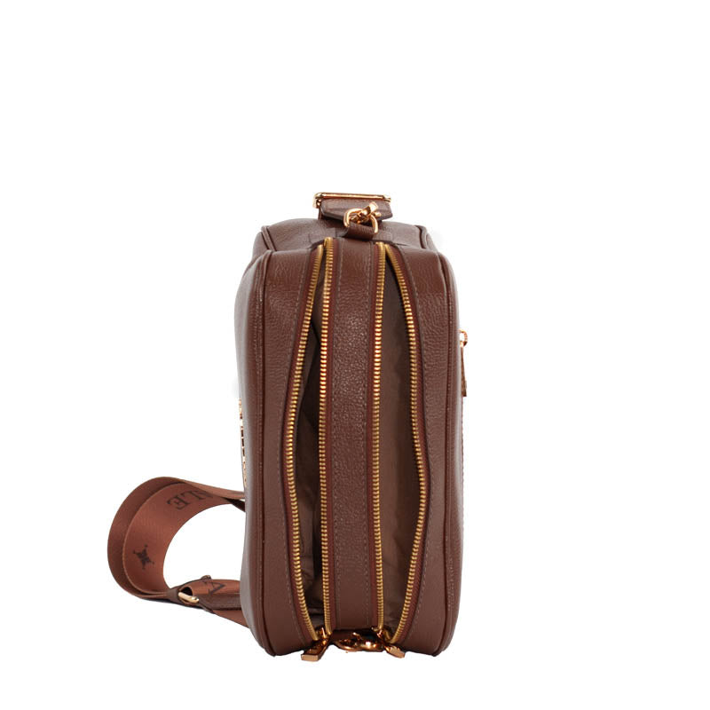 Bolsa Tiracolo Média Couro Soft La Fenice Cacau 104768