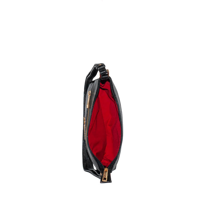 Bolsa Tiracolo Média de Couro Floter La Fenice Preto 105321