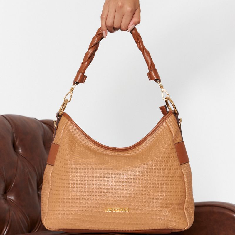 Bolsa Hobo Grande de Couro Soft La Fenice Caramelo/Whisky 104538