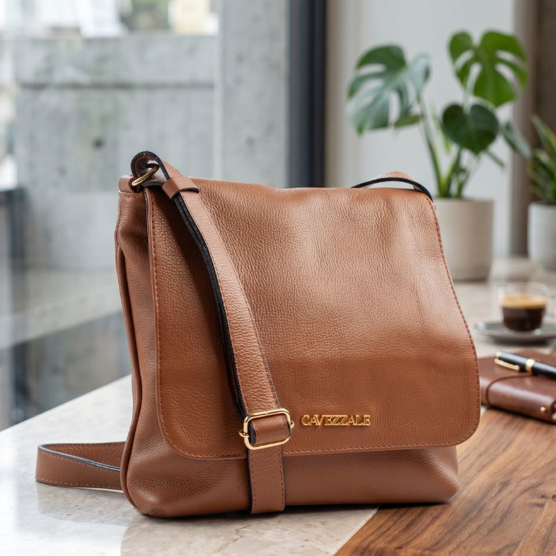 Bolsa Satchel Média de Couro Soft La Fenice Caramelo 105061