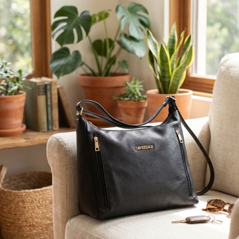 Bolsa Hobo Grande Couro Soft La Fenice Preto 105661
