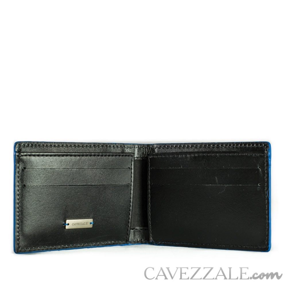 Carteira de Couro média La Fenice Preto/Azul 102895