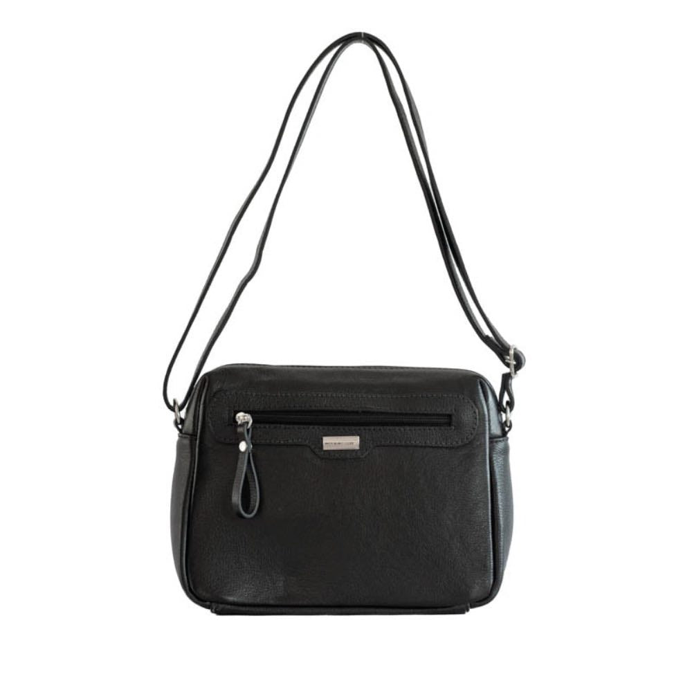 Bolsa Tiracolo Média de Couro La Fenice Preto 103482