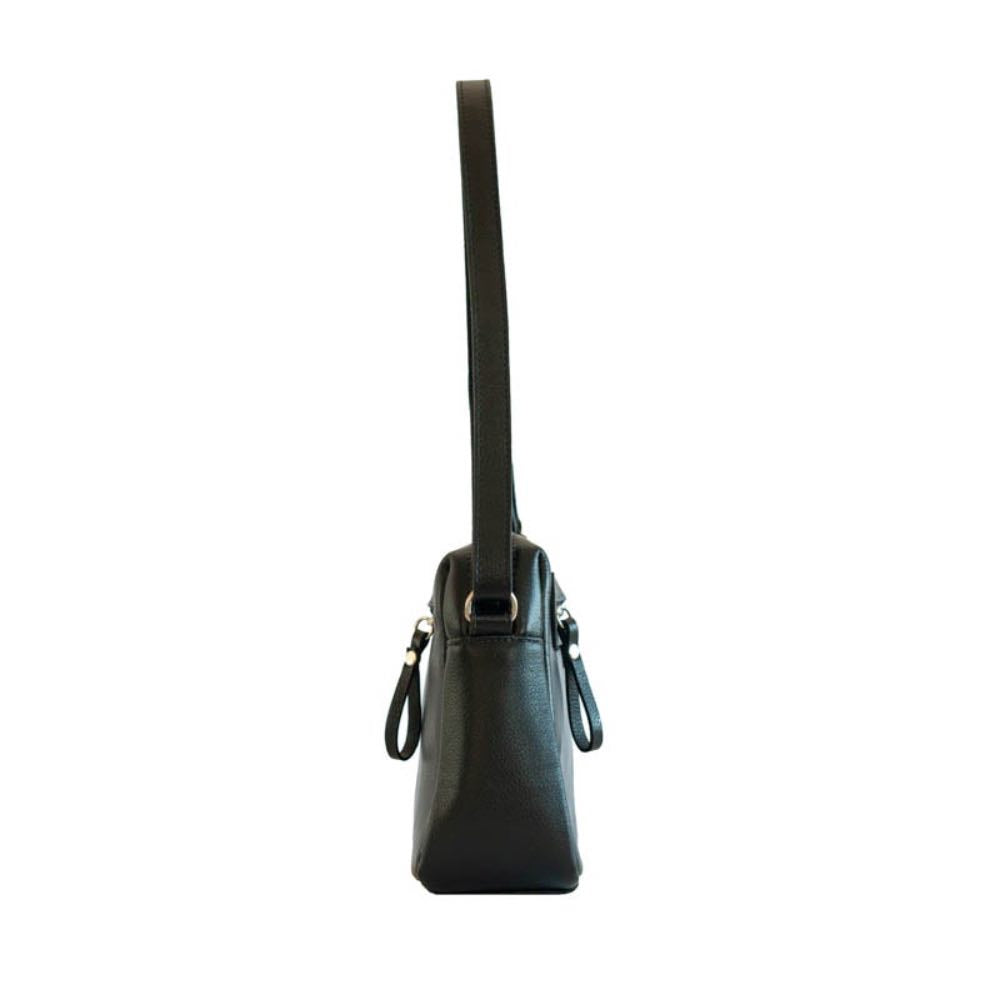 Bolsa Tiracolo Média de Couro La Fenice Preto 103482
