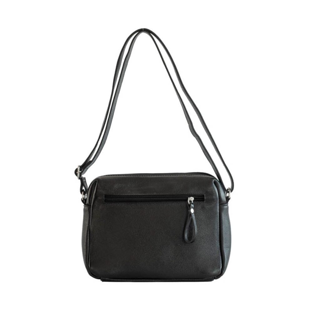Bolsa Tiracolo Média de Couro La Fenice Preto 103482
