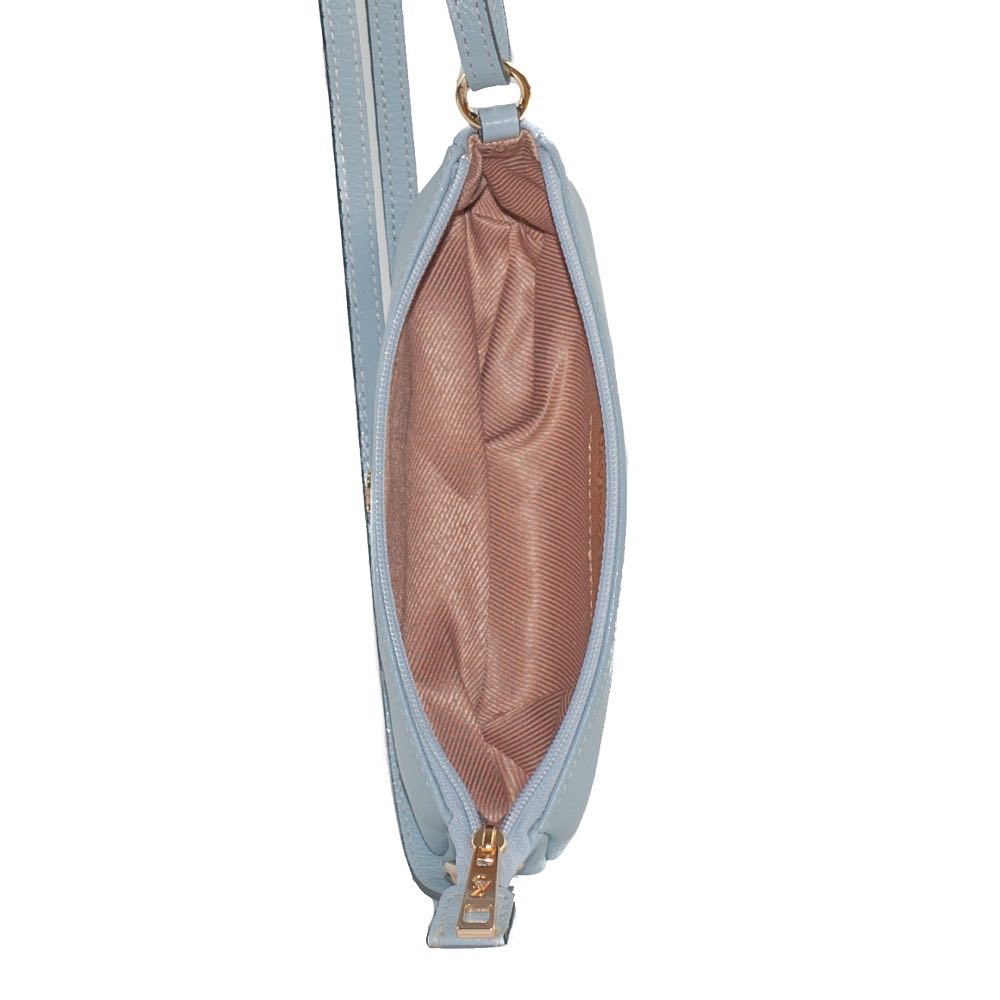 Bolsa Tiracolo Pequena de Couro Floter La Fenice Sky 105021