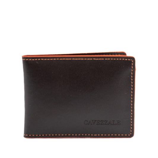 Carteira de Couro Masculina La Fenice Chocolate/Laranja 105023