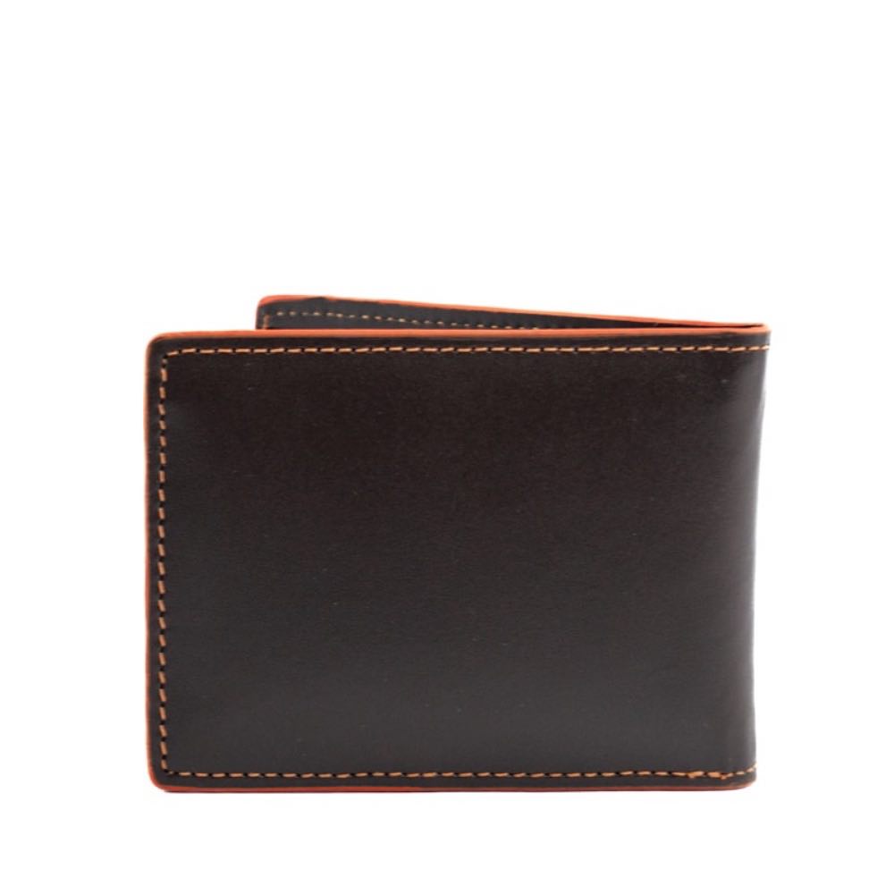 Carteira de Couro Masculina La Fenice Chocolate/Laranja 105023