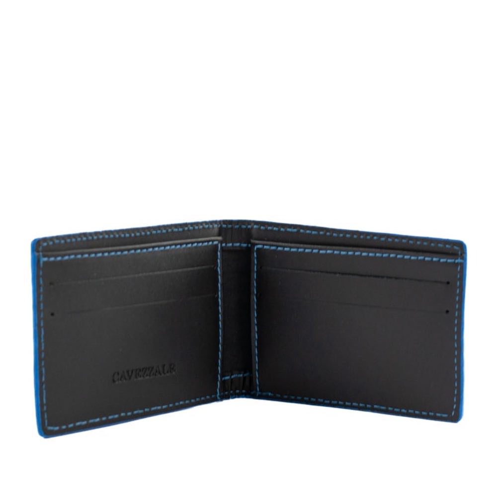 Carteira de Couro Masculina La Fenice Preto/Azul 105023