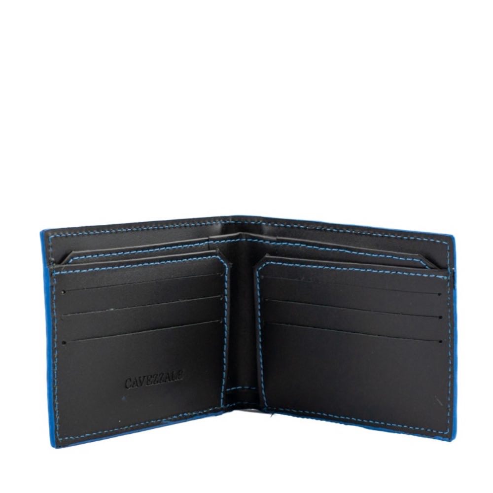 Carteira de Couro Masculina La Fenice Preto/Azul 105024
