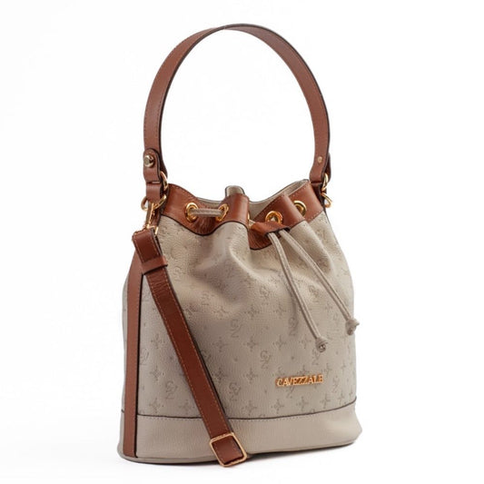 Bolsa Bucket Média Couro Monograma La Fenice Off White/Canyon 105045