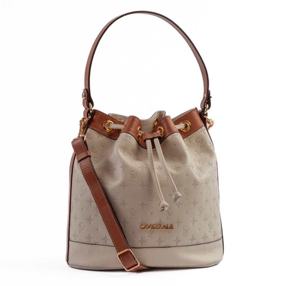 Bolsa Bucket Média Couro Monograma La Fenice Off White/Canyon 105045