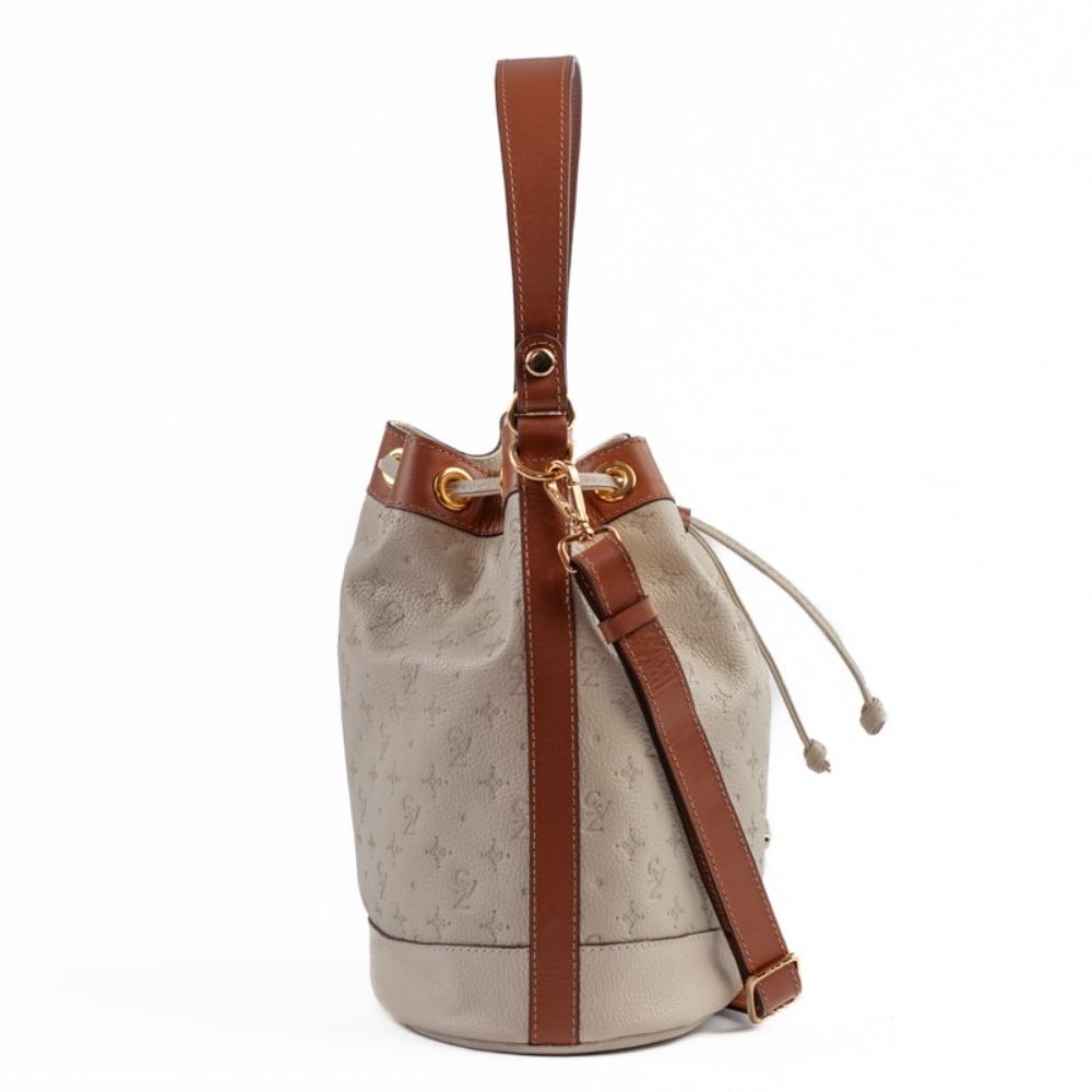 Bolsa Bucket Média Couro Monograma La Fenice Off White/Canyon 105045
