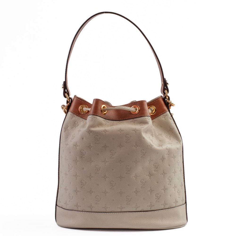 Bolsa Bucket Média Couro Monograma La Fenice Off White/Canyon 105045