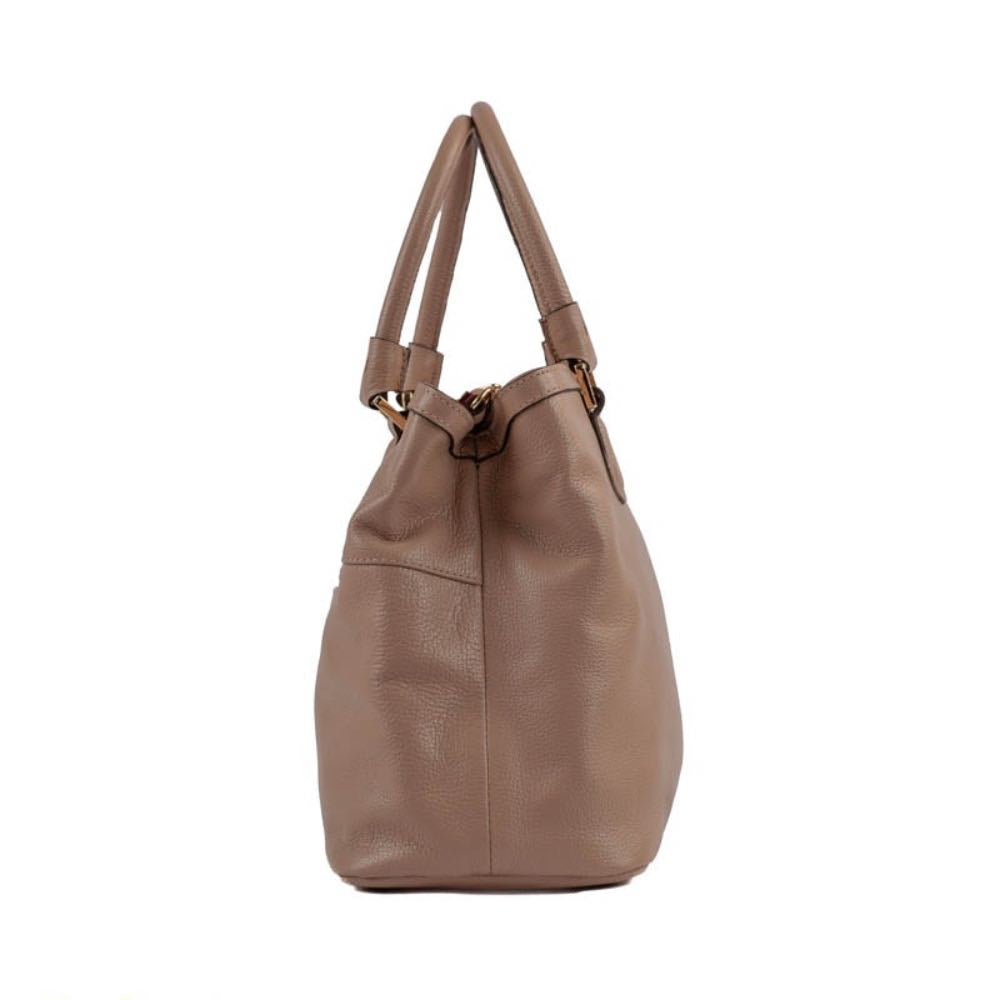 Tote Bag Grande de Couro Floter La Fenice Bege 105048