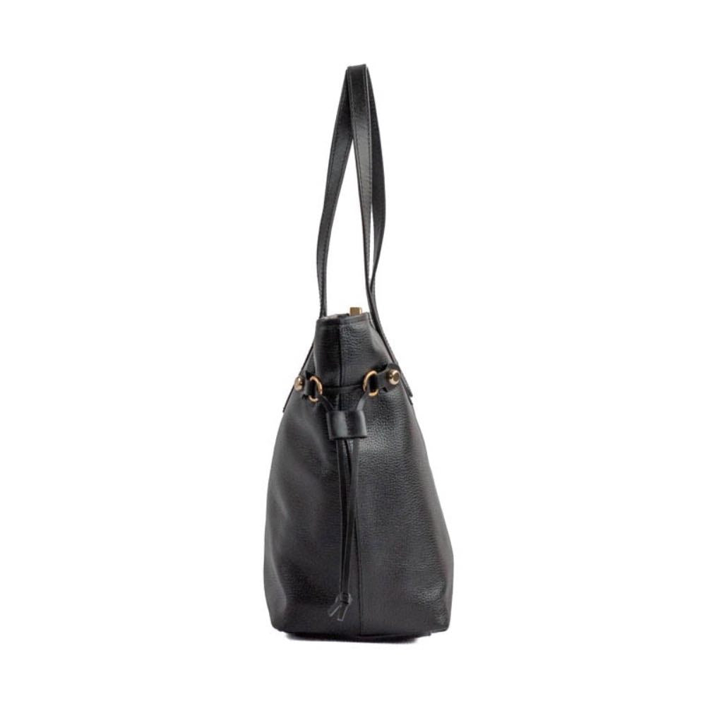 Shopping Bag Grande de Couro Floter La Fenice Preto 105050