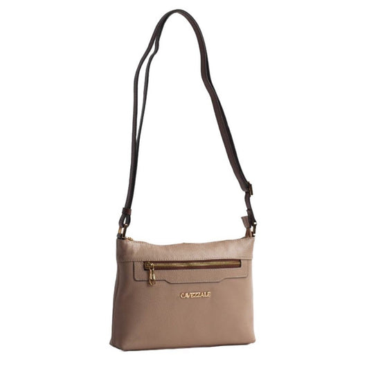 Bolsa Tiracolo Média de Couro Floter La Fenice Crepe/Castor 105051