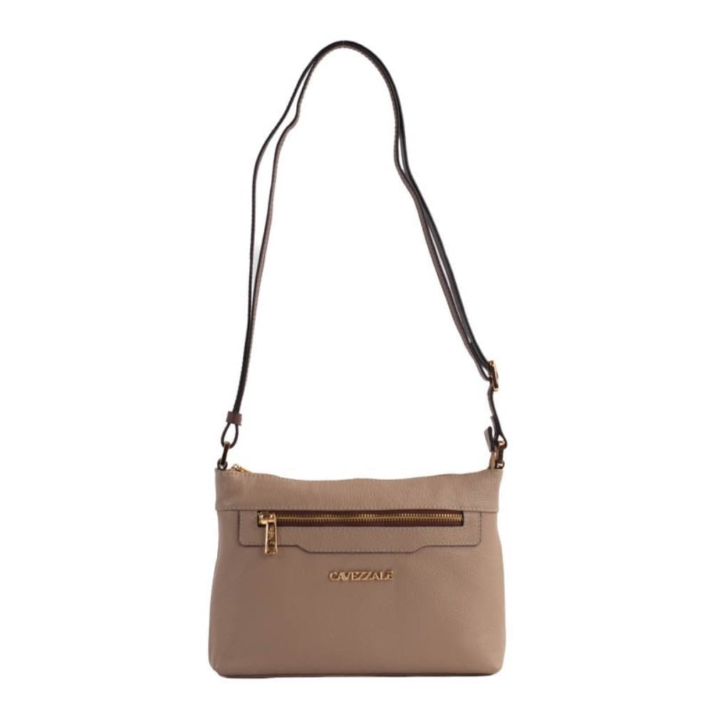 Bolsa Tiracolo Média de Couro Floter La Fenice Crepe/Castor 105051