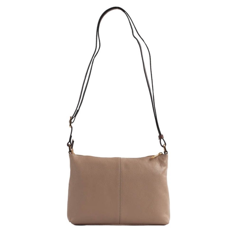 Bolsa Tiracolo Média de Couro Floter La Fenice Crepe/Castor 105051