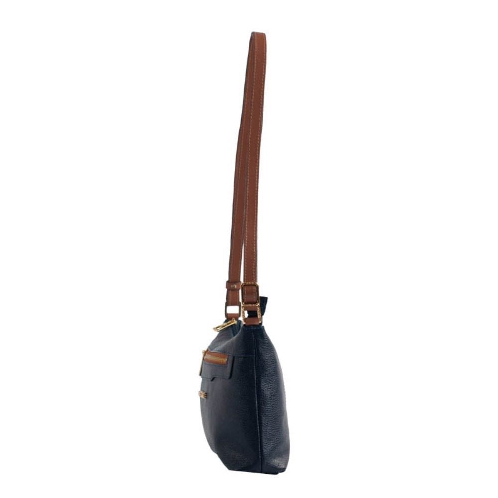 Bolsa Tiracolo Média de Couro Floter La Fenice Marinho/Canyon 105051