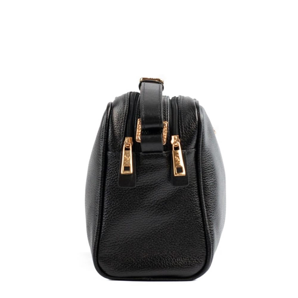 Bolsa Tiracolo Média de Couro Floter La Fenice Preto 105052