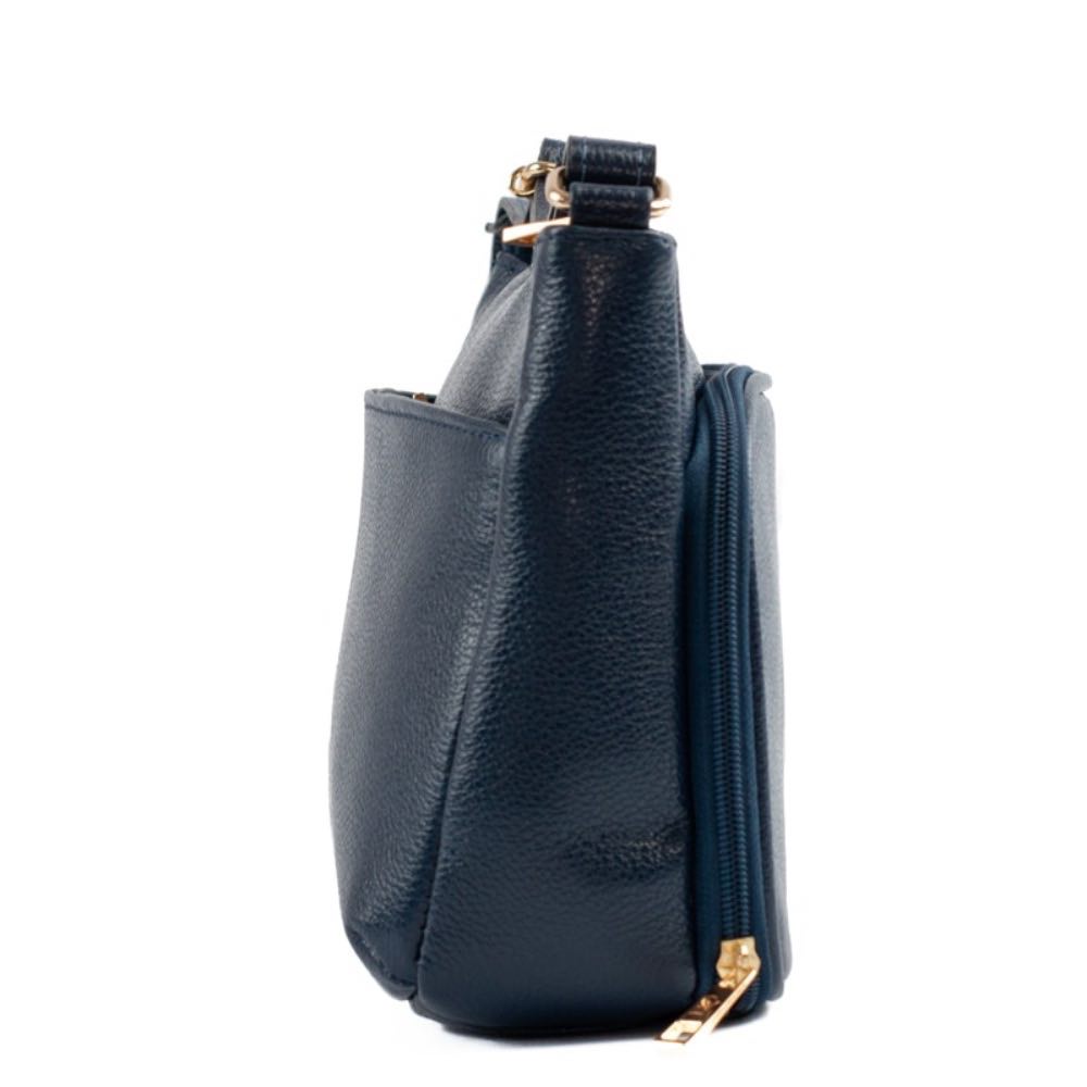 Bolsa Tiracolo Média de Couro Soft La Fenice Marinho 105057