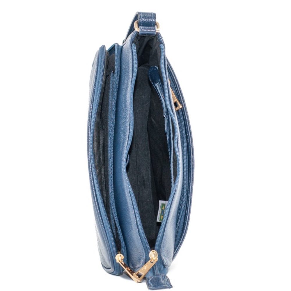 Bolsa Tiracolo Média de Couro Soft La Fenice Marinho 105057