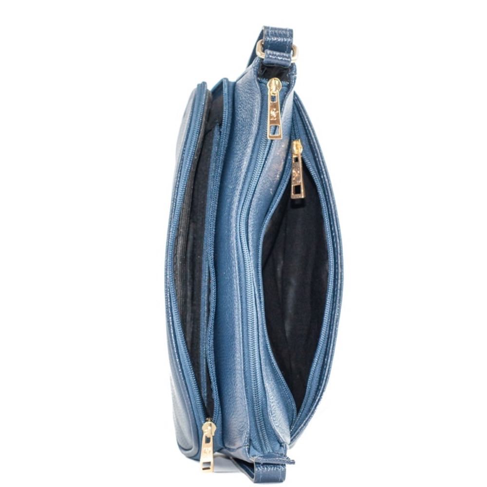 Bolsa Tiracolo Média de Couro Soft La Fenice Marinho 105057