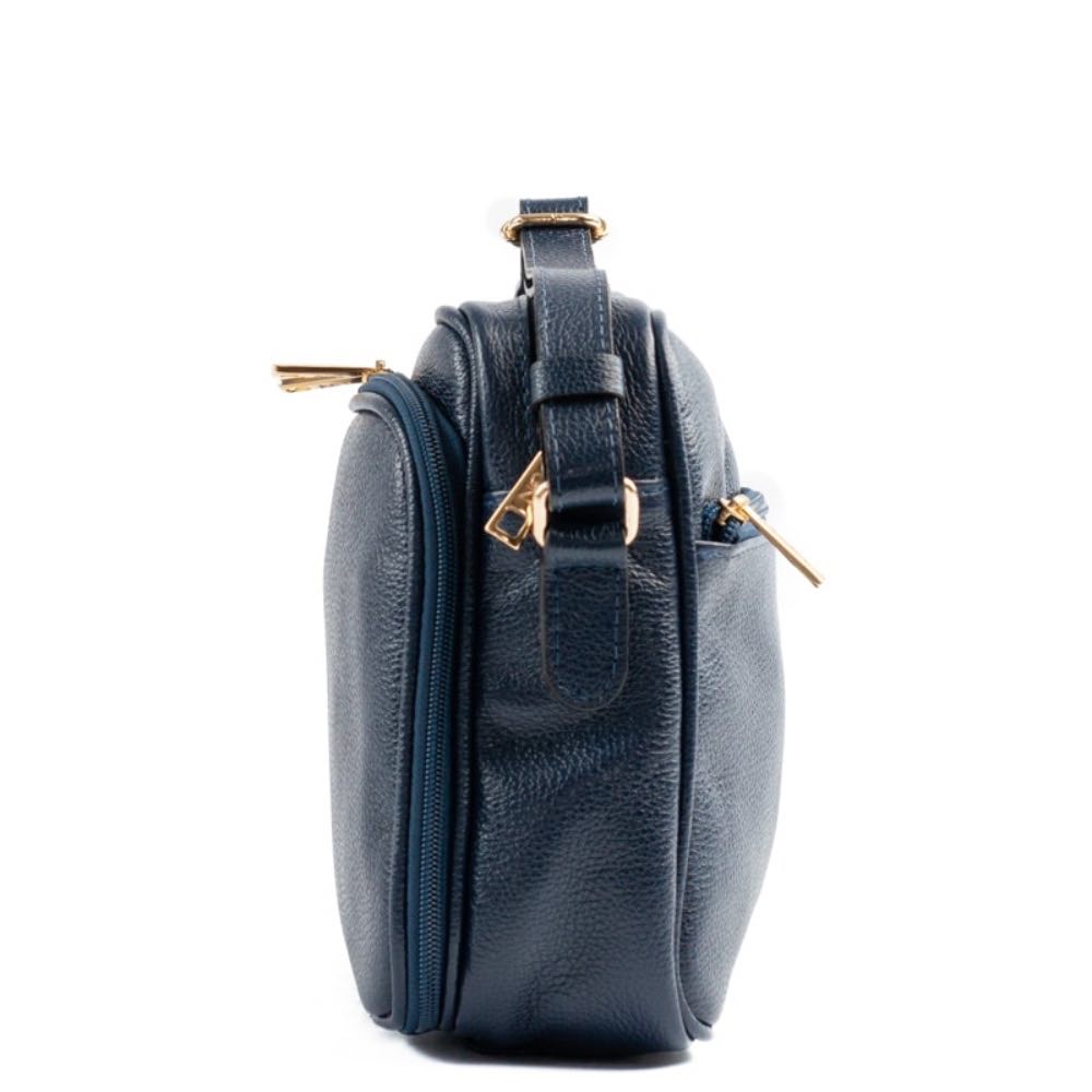 Bolsa Tiracolo Média de Couro Soft La Fenice Marinho 105058