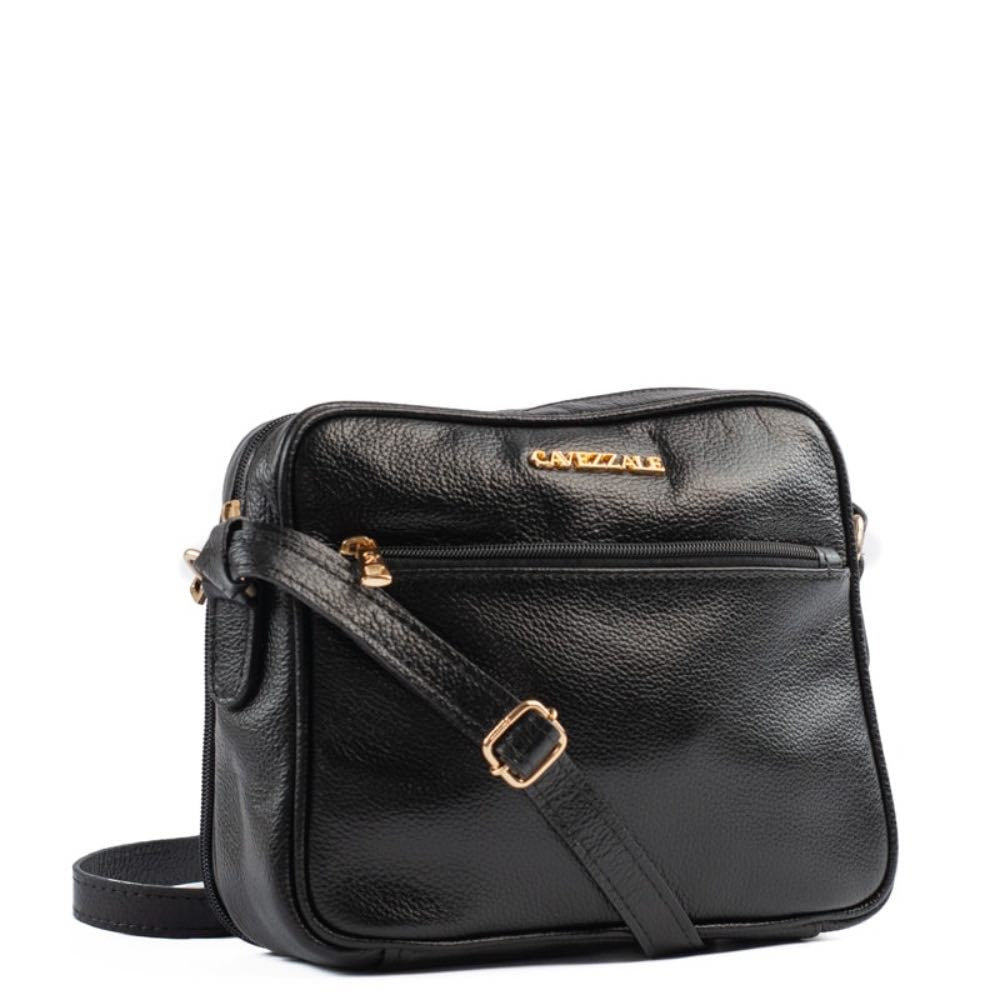Bolsa Tiracolo Média de Couro Soft La Fenice Preto 105058