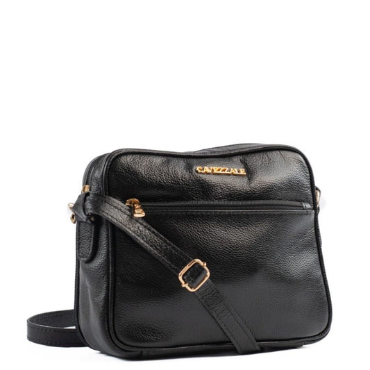 Bolsa Tiracolo Média de Couro Soft La Fenice Preto 105058