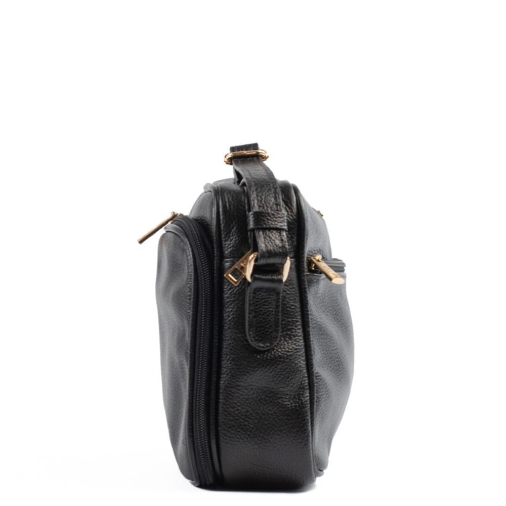 Bolsa Tiracolo Média de Couro Soft La Fenice Preto 105058