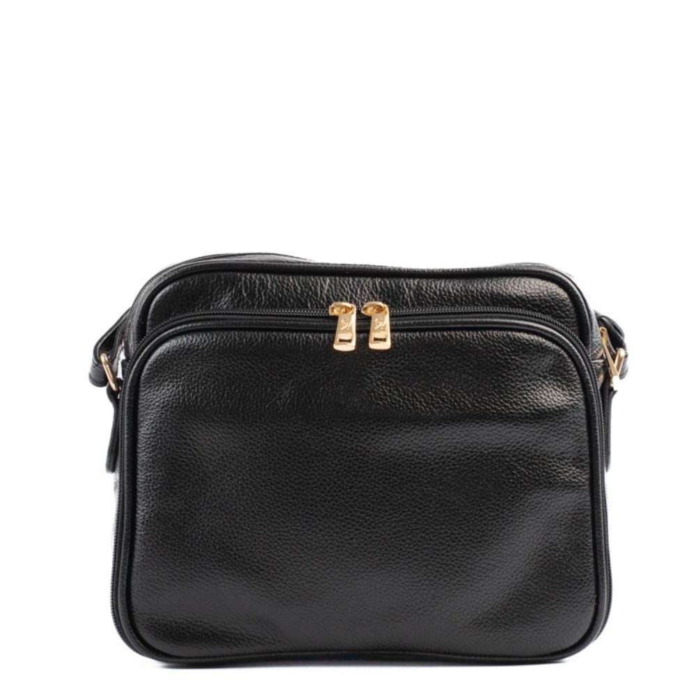 Bolsa Tiracolo Média de Couro Soft La Fenice Preto 105058