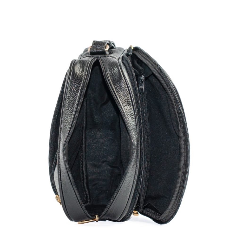 Bolsa Tiracolo Média de Couro Soft La Fenice Preto 105058