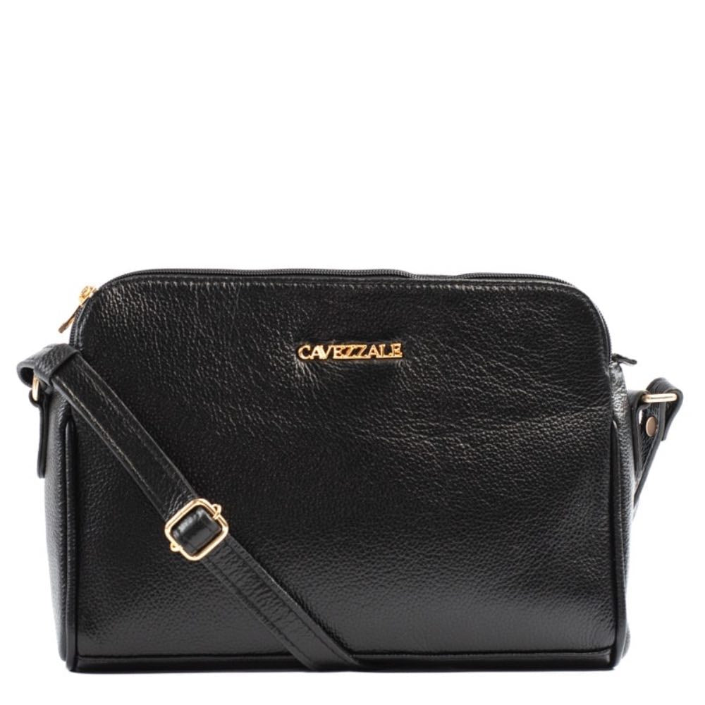 Bolsa Tiracolo Média de Couro Soft La Fenice Preto 105059