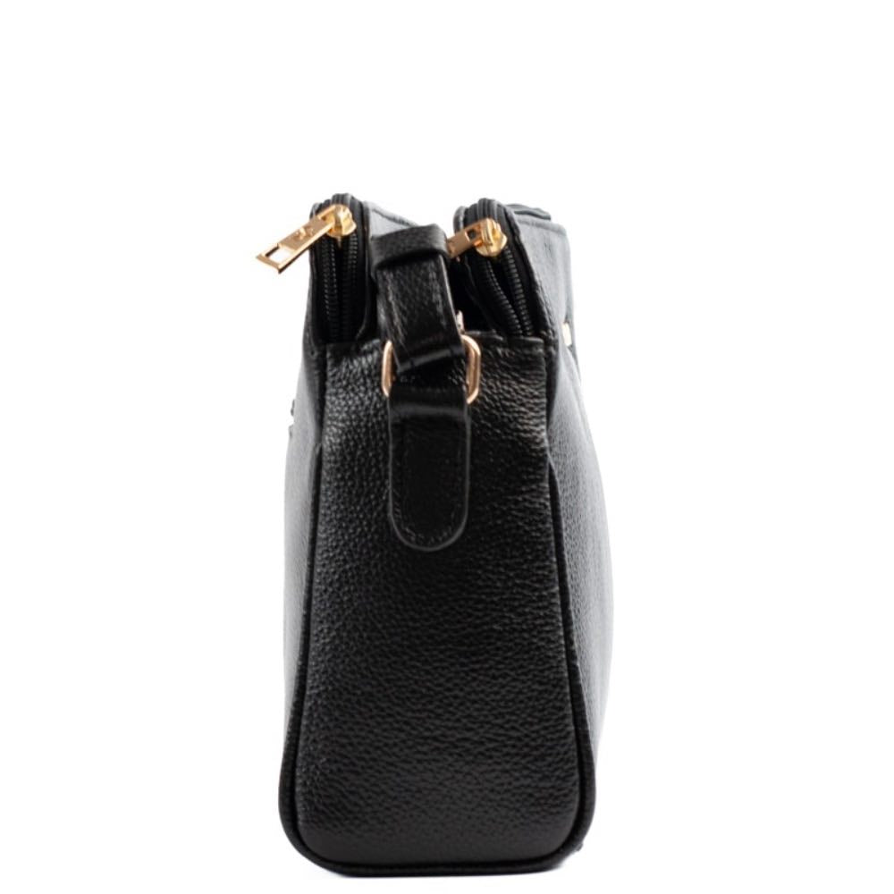 Bolsa Tiracolo Média de Couro Soft La Fenice Preto 105059